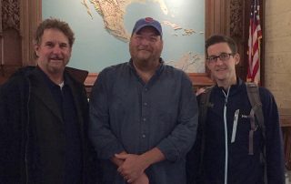 Finally, the cartoonists of the Chicago chapter of the NCS are promoted to a seat at the big table for the Fall 2017 chapter meeting on October 22 - the executive boardroom of the Chicago Tribune in the Tribune Tower in downtown Chicago. Seated in front row (l to r): Brian Diskin, Ryan Pagelow, Richard Pietrzyk, and Pat Byrnes. Standing behind them: Daniel Beyer (2017 chapter inductee), Bill King, Kenny Durkin, Bill Whitehead, Tribune editorial cartoonist Scott Stantis, and Jim McGreal. Invisible member seated in green chair: T. Brian Kelly.